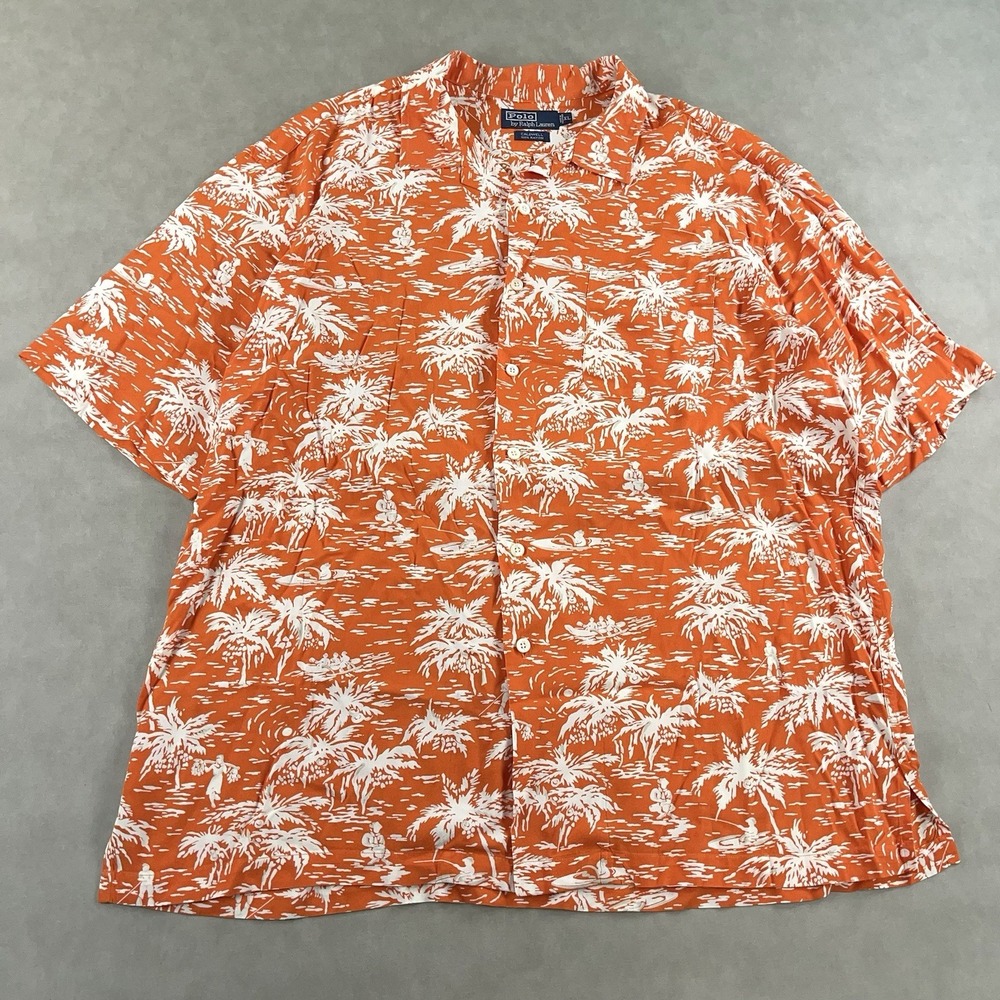 Vintage Polo Ralph Lauren Shirt Mens XL Caldwell Camp Hawaiian Loop Collar Rayon